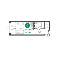 Студия, 23 м²