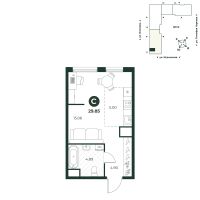 Студия, 29.9 м²