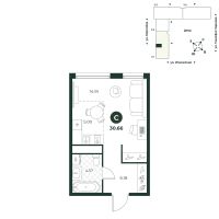 Студия, 30.7 м²