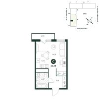 Студия, 33.4 м²
