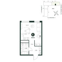 Студия, 30.1 м²