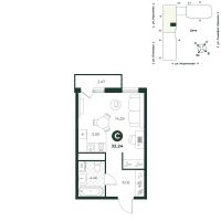 Студия, 32.2 м²