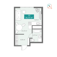 Студия, 26.5 м²
