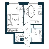 1-комн. квартира, 32 м²