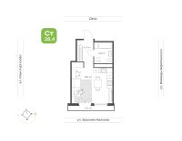 Студия, 28.4 м²