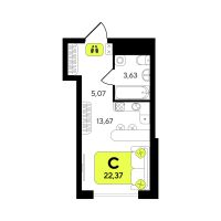 Студия, 22.4 м²