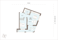 1-комн. квартира, 51.7 м²