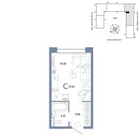Студия, 21.4 м²