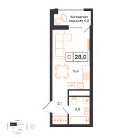 Студия, 28 м²