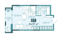 Студия, 35 м²