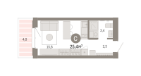 Студия, 25.4 м²