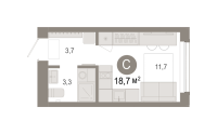 Студия, 18.7 м²