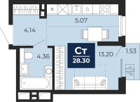 1-комн. квартира, 27.2 м²