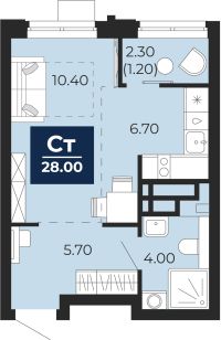 1-комн. квартира, 26.8 м²