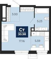 1-комн. квартира, 31 м²