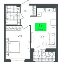 1-комн. квартира, 39.2 м²