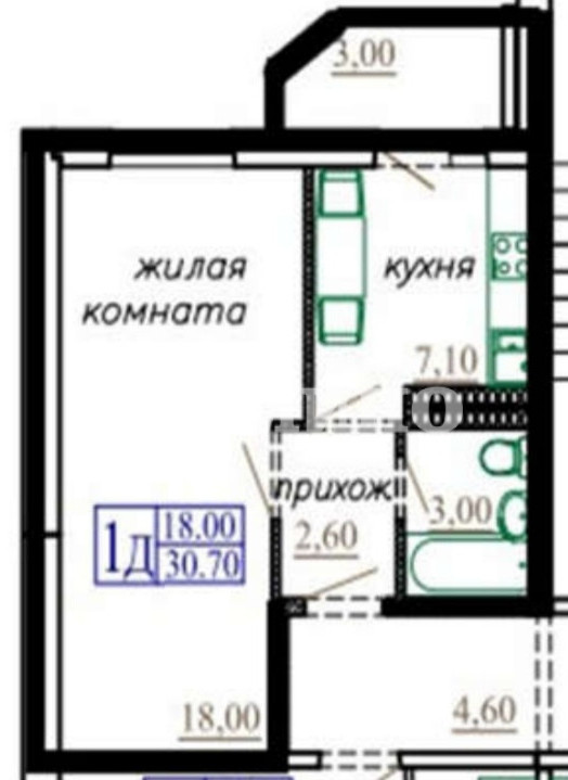 1-комн. квартира, 33.7 м², 3 этаж из 16