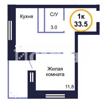 1-комн. квартира, 38.57 м², 22 этаж из 22
