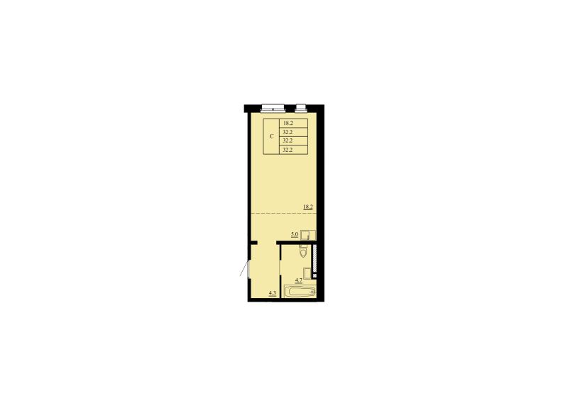 Планировка Студия, 32.2 м² — ЖК «мкр Тура-2»