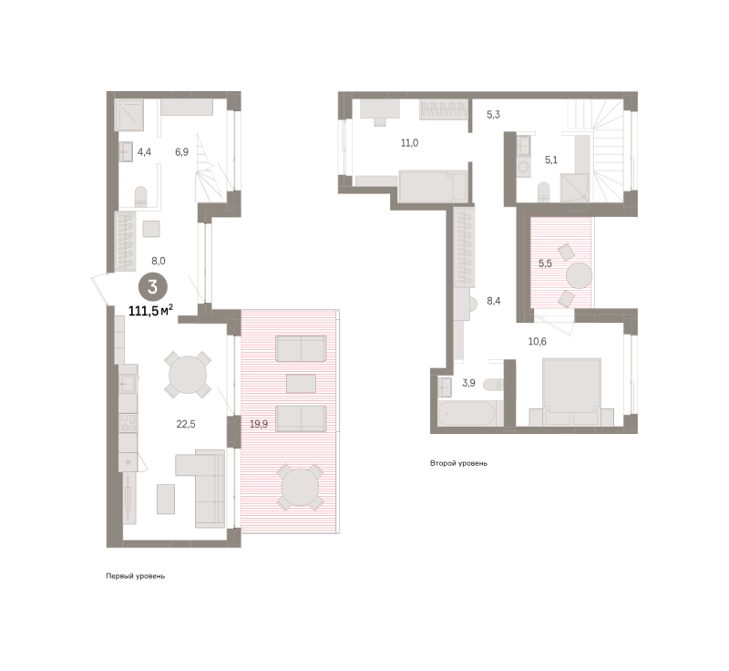 Планировка 3-комн. квартира, 111.5 м² — ЖК «Дом у озера»