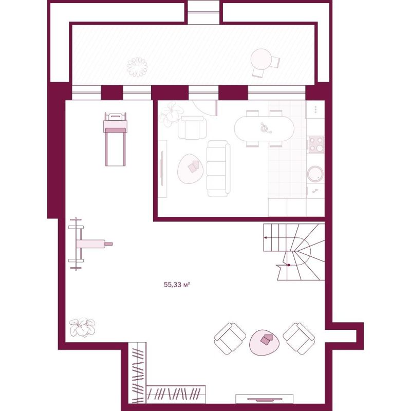 Планировка 1-комн. квартира, 137.9 м² — ЖК «Сикрет Плэйс»