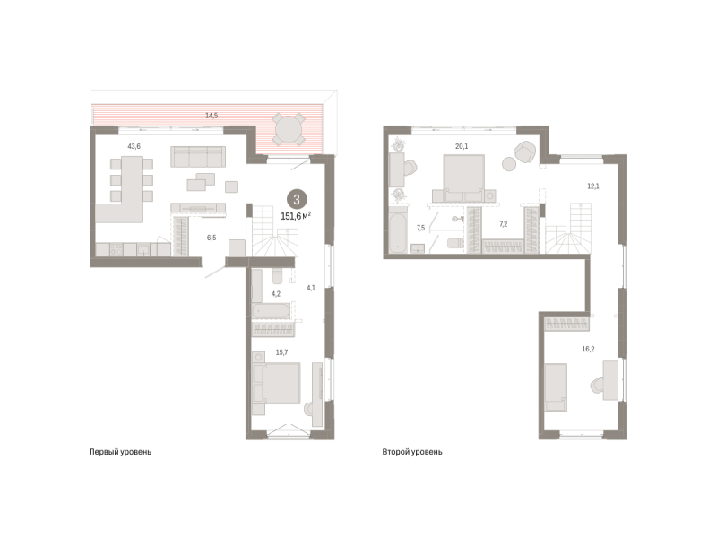 Планировка 3-комн. квартира, 151.6 м² — ЖК «Кварталы «На Минской»»