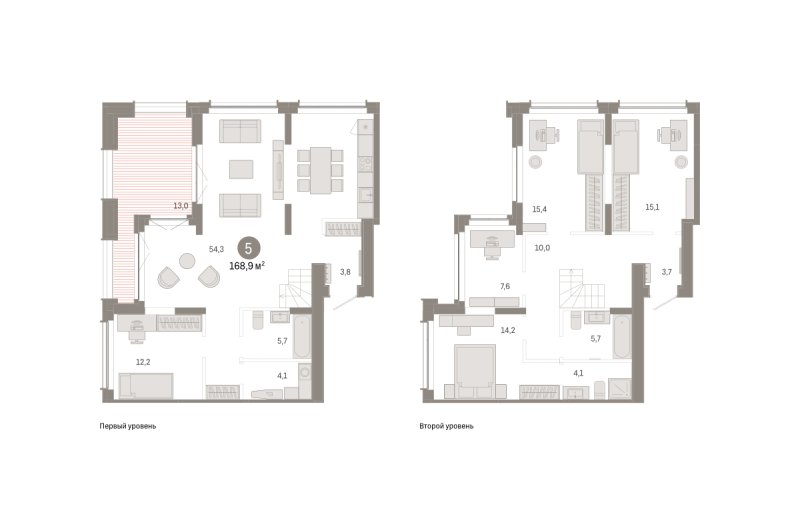 Планировка 4-комн. квартира, 168.9 м² — ЖК «Республики 205»