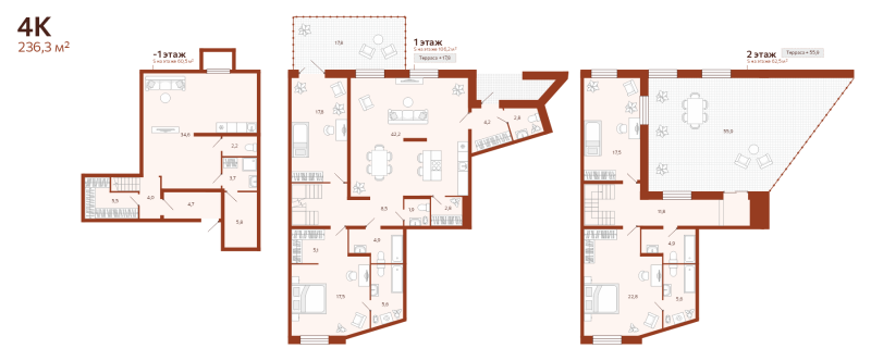 Планировка 4-комн. квартира, 236.3 м² — ЖК «Новатор»