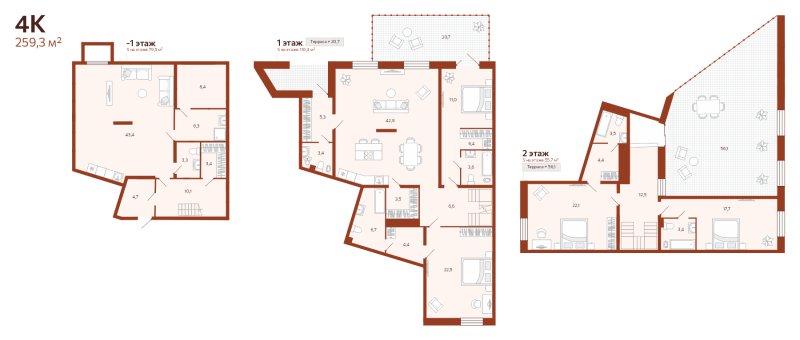 Планировка 4-комн. квартира, 259.3 м² — ЖК «Новатор»